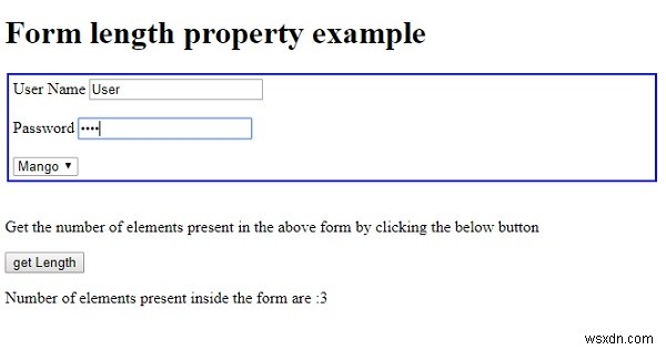 HTML DOM ফর্ম দৈর্ঘ্য সম্পত্তি 