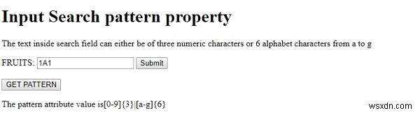 HTML DOM ইনপুট অনুসন্ধান প্যাটার্ন বৈশিষ্ট্য 