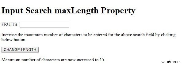 HTML DOM ইনপুট সার্চ ম্যাক্স লেংথ প্রপার্টি 