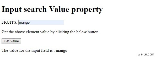 HTML DOM ইনপুট অনুসন্ধান মান বৈশিষ্ট্য 