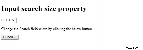 HTML DOM ইনপুট সার্চ সাইজ প্রপার্টি 