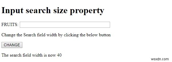 HTML DOM ইনপুট সার্চ সাইজ প্রপার্টি 