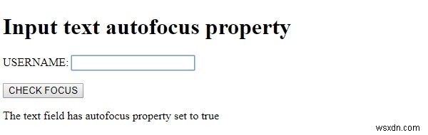 HTML DOM ইনপুট টেক্সট অটোফোকাস প্রপার্টি 