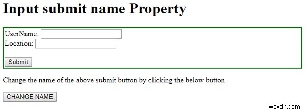 HTML DOM ইনপুট জমা দেওয়া নাম সম্পত্তি 