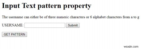 HTML DOM ইনপুট টেক্সট প্যাটার্ন বৈশিষ্ট্য 
