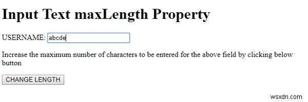 HTML DOM ইনপুট টেক্সট maxLength প্রপার্টি 