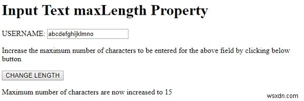 HTML DOM ইনপুট টেক্সট maxLength প্রপার্টি 