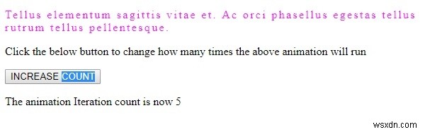 এইচটিএমএল ডম স্টাইল অ্যানিমেশন ইটারেশন কাউন্ট প্রপার্টি 