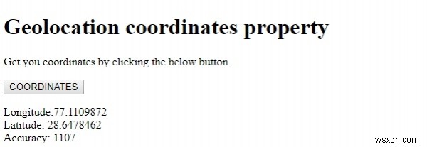 HTML DOM জিওলোকেশন সম্পত্তি সমন্বয় করে 