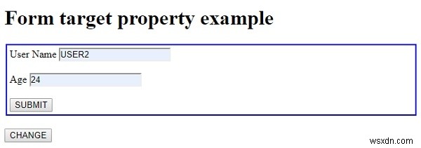 HTML DOM ফর্ম লক্ষ্য সম্পত্তি 