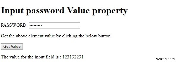 HTML DOM ইনপুট পাসওয়ার্ড মান বৈশিষ্ট্য 
