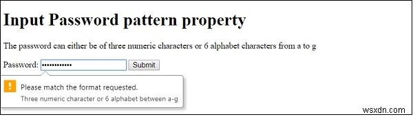 HTML DOM ইনপুট পাসওয়ার্ড প্যাটার্ন বৈশিষ্ট্য 