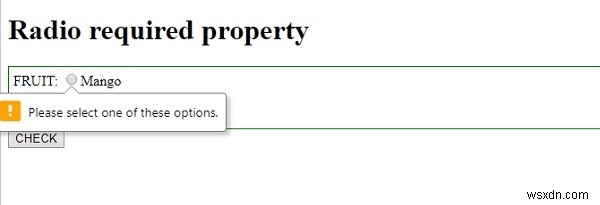 HTML DOM ইনপুট রেডিও প্রয়োজনীয় সম্পত্তি 