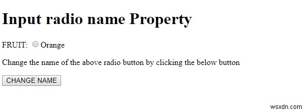 HTML DOM ইনপুট রেডিও নাম সম্পত্তি 