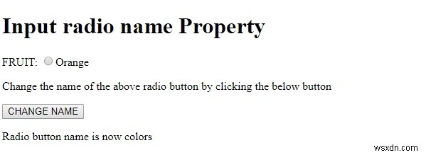 HTML DOM ইনপুট রেডিও নাম সম্পত্তি 