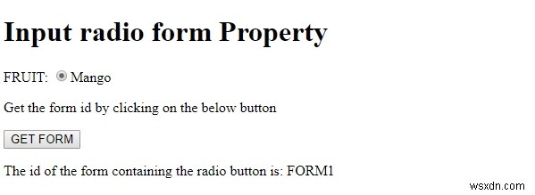 HTML DOM ইনপুট রেডিও ফর্ম সম্পত্তি 