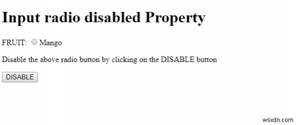 HTML DOM ইনপুট রেডিও অক্ষম বৈশিষ্ট্য 
