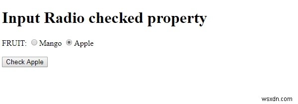 HTML DOM ইনপুট রেডিও চেক করা সম্পত্তি 