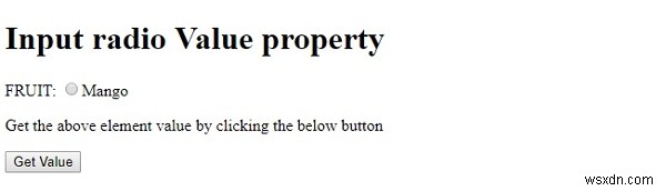 HTML DOM ইনপুট রেডিও মান সম্পত্তি 