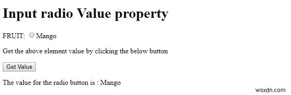HTML DOM ইনপুট রেডিও মান সম্পত্তি 