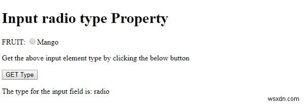 HTML DOM ইনপুট রেডিও টাইপ সম্পত্তি 
