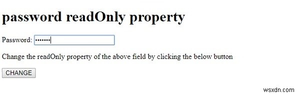 HTML DOM ইনপুট পাসওয়ার্ড শুধুমাত্র রিডঅনলি সম্পত্তি 