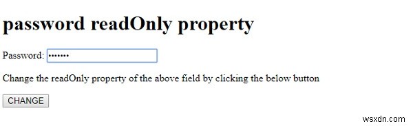 HTML DOM ইনপুট পাসওয়ার্ড শুধুমাত্র রিডঅনলি সম্পত্তি 