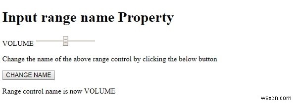 HTML DOM ইনপুট রেঞ্জ নামের বৈশিষ্ট্য 