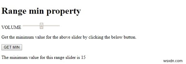 HTML DOM ইনপুট রেঞ্জ মিন প্রপার্টি 