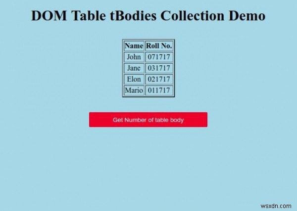 HTML DOM টেবিল tBodies সংগ্রহ 