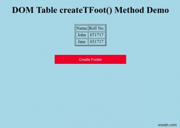 HTML DOM টেবিল createTFoot() পদ্ধতি 