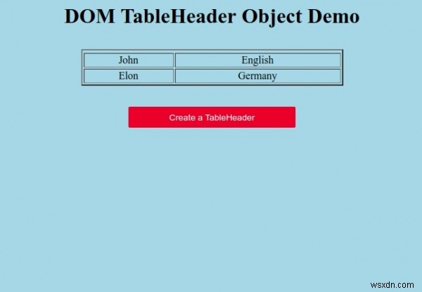 HTML DOM টেবিলহেডার অবজেক্ট 