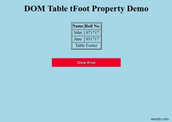 এইচটিএমএল DOM টেবিল tFoot সম্পত্তি 
