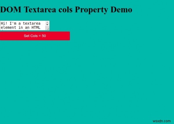 HTML DOM Textarea cols সম্পত্তি 