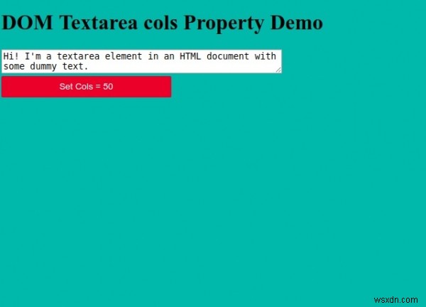 HTML DOM Textarea cols সম্পত্তি 