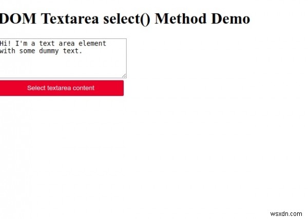 HTML DOM Textarea Select() পদ্ধতি 