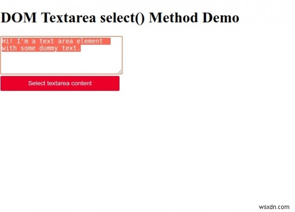 HTML DOM Textarea Select() পদ্ধতি 