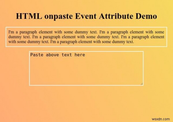 HTML অনপেস্ট ইভেন্ট বৈশিষ্ট্য 