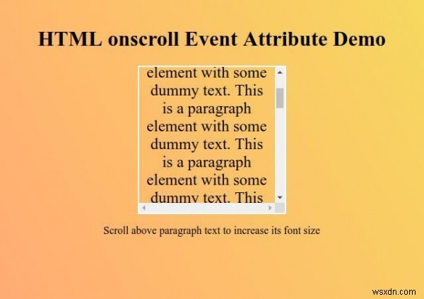 HTML অনস্ক্রোল ইভেন্ট অ্যাট্রিবিউট 