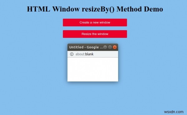 HTML উইন্ডো resizeBy() পদ্ধতি 