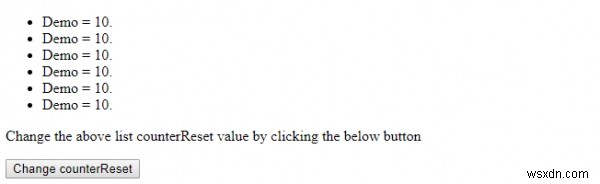 HTML DOM শৈলী কাউন্টাররিসেট সম্পত্তি 