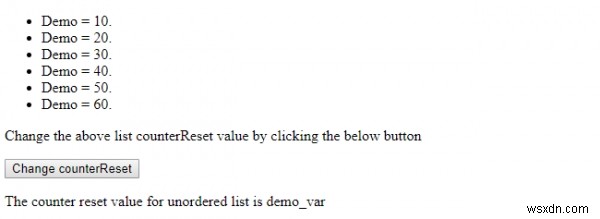 HTML DOM শৈলী কাউন্টাররিসেট সম্পত্তি 
