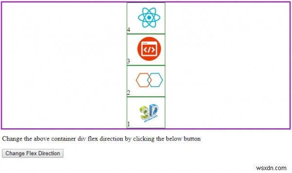 HTML DOM শৈলী flexDirection বৈশিষ্ট্য 