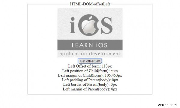HTML DOM অফসেট বাম সম্পত্তি 