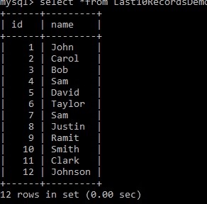 কিভাবে MySQL থেকে শেষ 10 সারি নির্বাচন করবেন? 