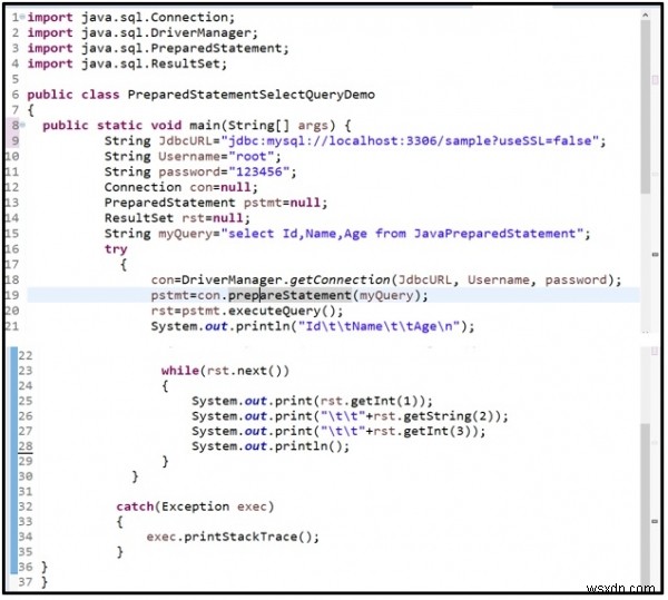 কিভাবে MySQL এর সাথে জাভাতে নির্বাচিত প্রশ্নের জন্য প্রস্তুত বিবৃতি ব্যবহার করবেন? 