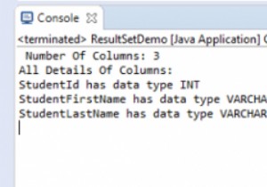 জাভা সহ একটি MySQL টেবিলে কলামের সংখ্যা গণনা করুন 