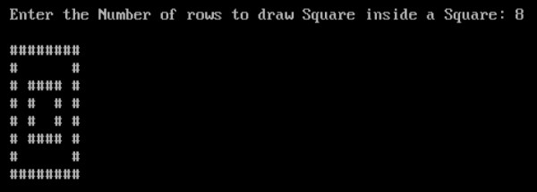 সি-তে স্কোয়ারের ভিতরে স্কয়ার প্রিন্ট করার প্রোগ্রাম 