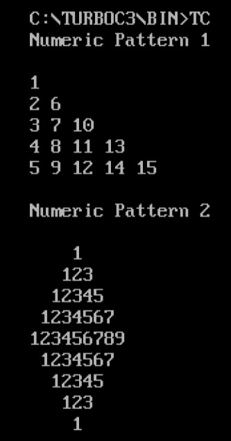 সি-তে নম্বর প্যাটার্ন প্রিন্ট করার প্রোগ্রাম 