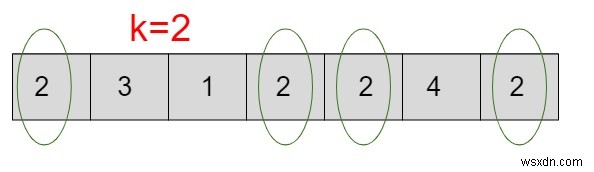 C++-এ অ্যারেতে উপস্থিত একটি কী K-এর সম্ভাবনা 